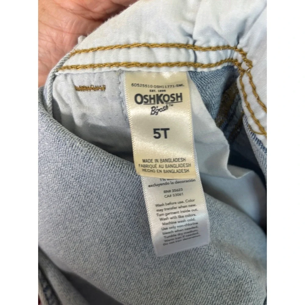 OshKosh B'gosh Denim Overalls Toddler 5T Light Wash Vestbak Carpenter Jeans